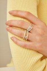 Tiny Silver Joy Heart Ring, Yellow Gold Plating, Natural White Topaz + Give Magic Gift